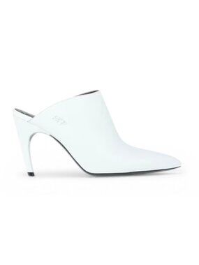 Roger Vivier Paris Choc Real Mule White Leather Clogs Shoes EU 37 / US 7 NIB